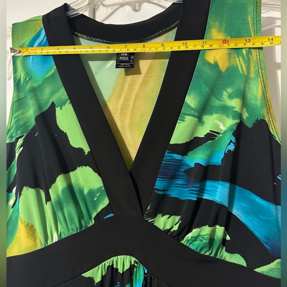 EnFocus Women-Floral Black/Blue/Green/Yellow-Maxi Dress-Size 14W-Worn Once - Picture 10 of 10